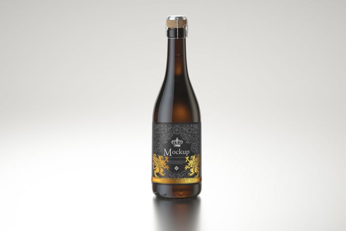 Amber Wine Bottle  Mockup