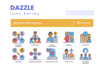 90 Human Resources Line Icons