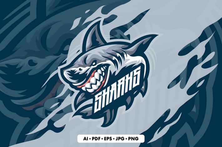 White Sharks Mascot Logo template