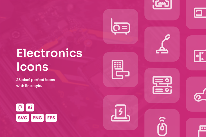 Electronic Dashed Line Icons