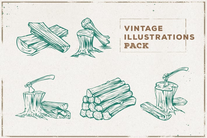 Vintage Wood & Axe Illustration Pack