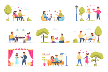 Love Couple People Character Situation Scenes