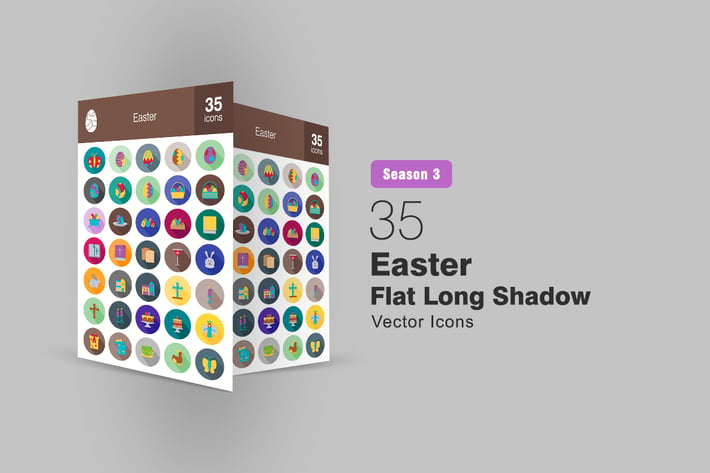 35 Easter Flat Long Shadow Icons Season III