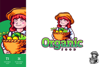 Organic Food Logo Illustration Vector
