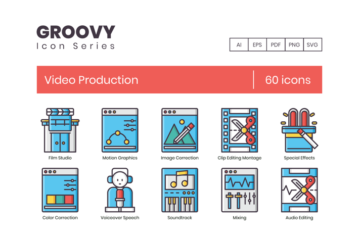 60 Video Production Icons