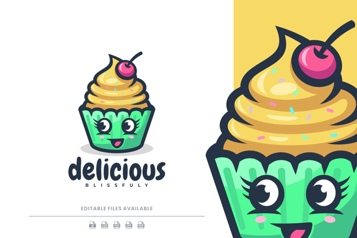 Cupcake Cartoon Logo
