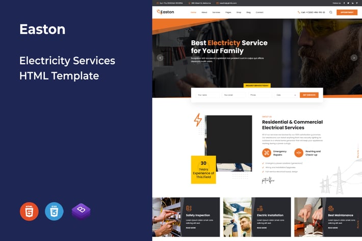 Easton - Electricity Services HTML Template 