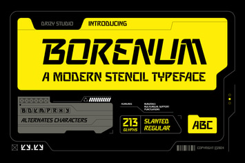 Borenum – Modern Stencil Font Display Font