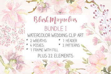 Blush Magnolias: Wedding Clip Art Set I