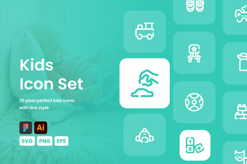 Kids Line Icon Set