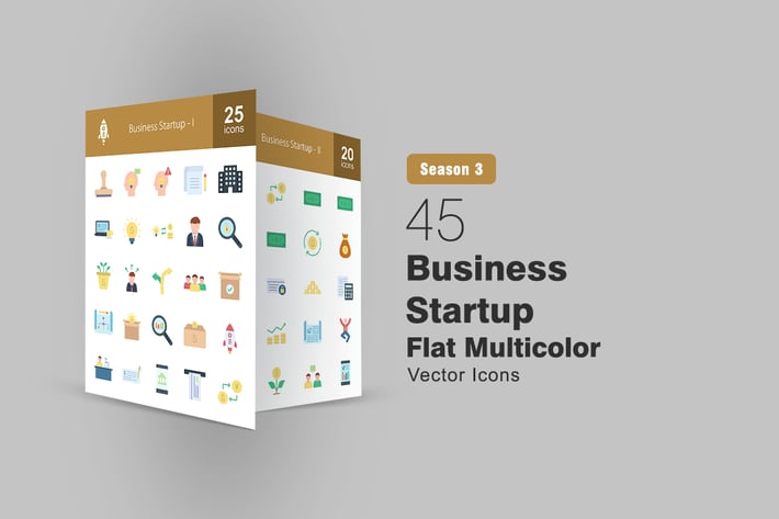 45 Business Startup Flat Multicolor Icons