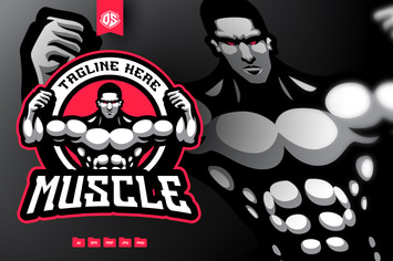 Muscle Gym Mascot Logo