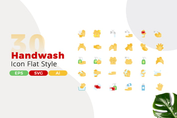 30 Handwashing Flat Icon Pack