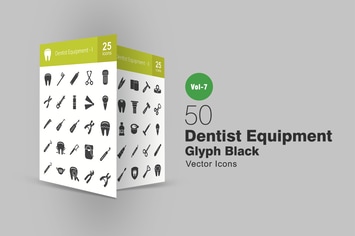 50 Dentist Equipment Glyph Icons