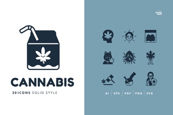 30 Icons Cannabis Solid Style