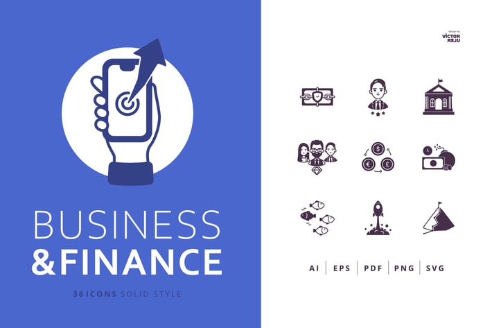 36 Business and Finance Icons Solid Style