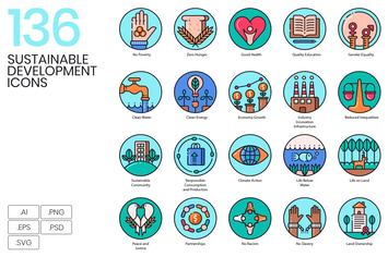 136 Sustainable Development Icons
