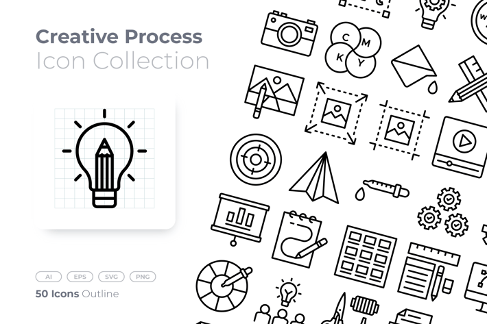 Creative Process Outline Icon