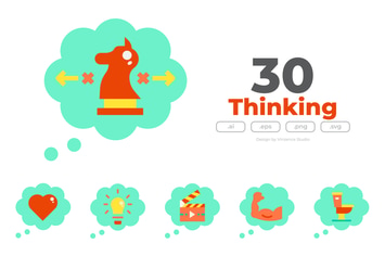 30 Thinking Icons - FLAT