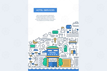 Hotel Services - line design brochure poster 