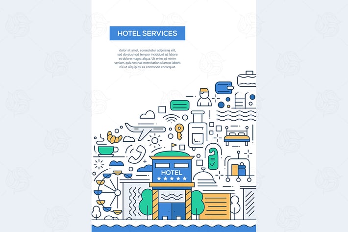 Hotel Services - line design brochure poster 