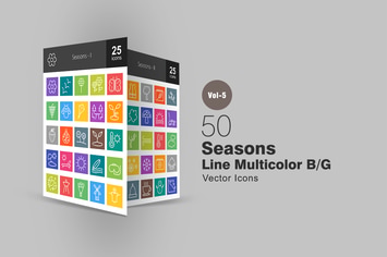 50 Seasons Line Multicolor Icons