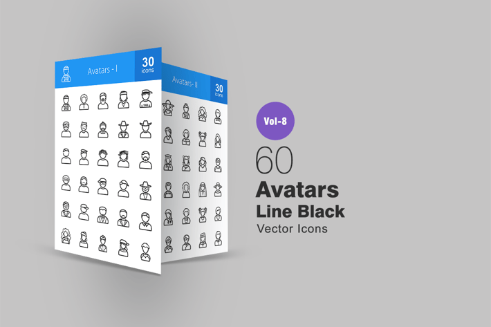 60 Avatars Line Icons