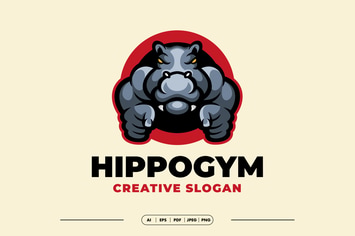 Hippo Fitness Mascot Logo