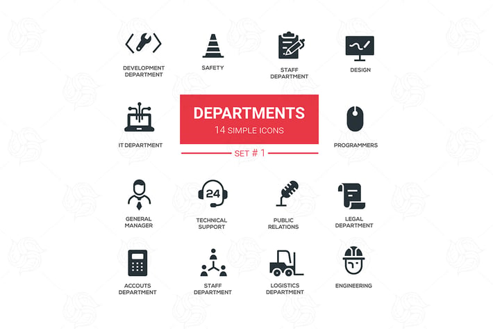 Office departments - flat design icons