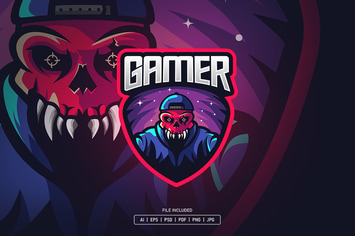 Skull gamer esport logo template