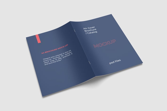 A4 Brochure Cover Mockup High Angle View