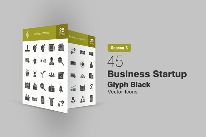 45 Business Startup Glyph Icons