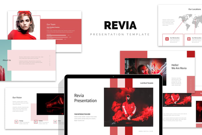 Revia : Red Gradient Color Tone Keynote