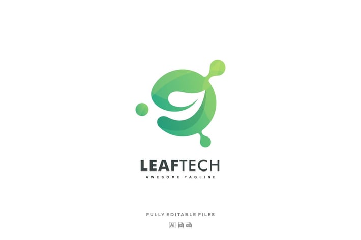 Abstract Leaf Tech Color Gradient Logo