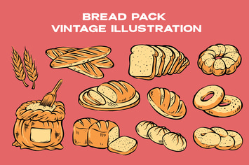 Bread Pack Vintage Illustration