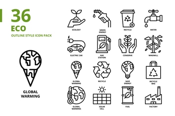 Ecology Outline Style Icon Set