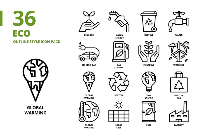 Ecology Outline Style Icon Set