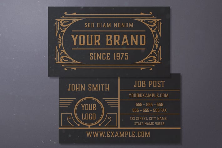 Vintage Business Card Layout with Ornaments 