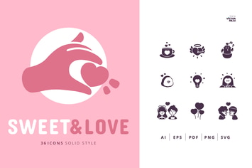 36 Sweet&Love Icons Solid Style
