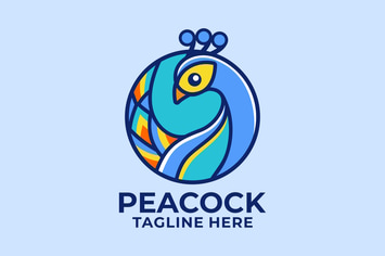 Peacock in Circle Logo Design
