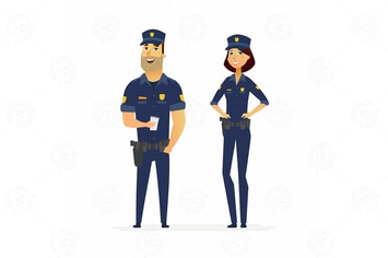 Police officers - cartoon people characters