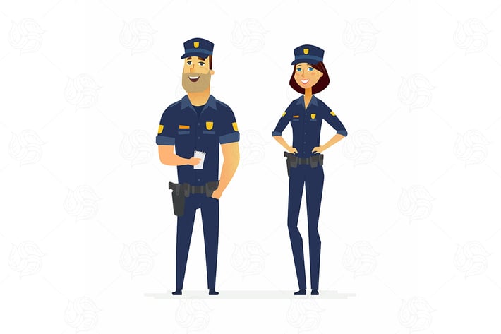 Police officers - cartoon people characters