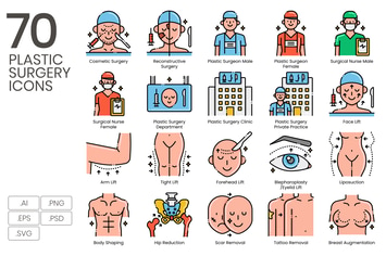70 Plastic Surgery Icons