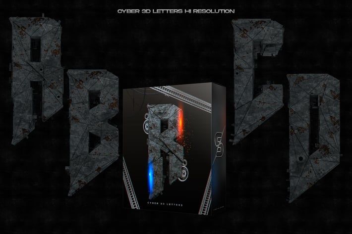 Cyber 3D Letters Hi Res - Rust & Metal