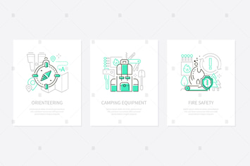 Tourism and camping - line design style banners