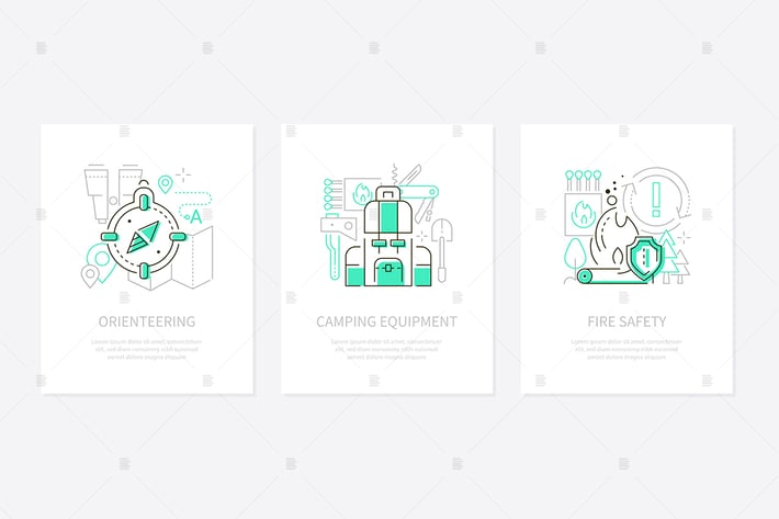 Tourism and camping - line design style banners