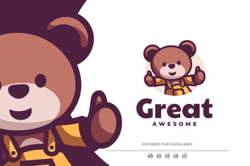 Teddy Bear Cartoon Logo