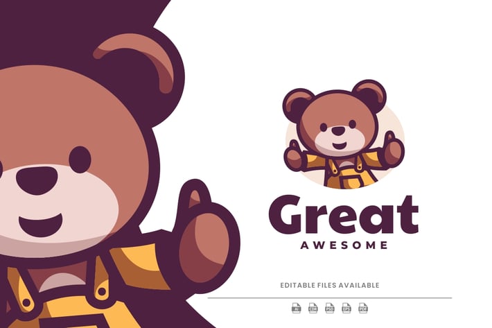 Teddy Bear Cartoon Logo