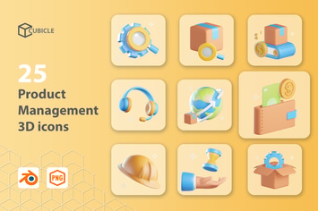 Cubicle - Product Management 3D Icons