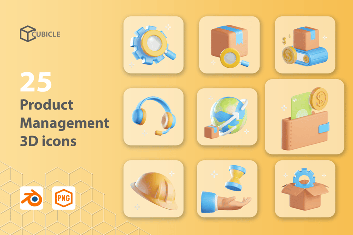 Cubicle - Product Management 3D Icons